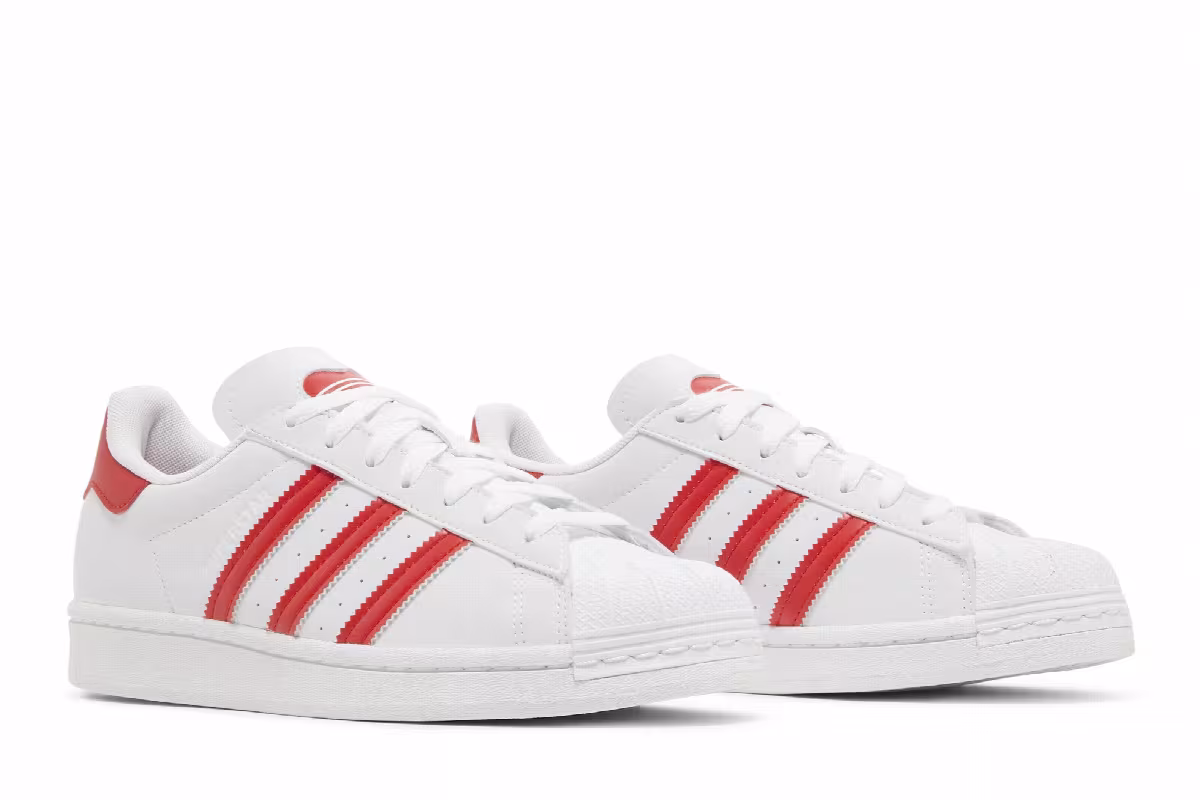 Adidas Superstar J White Vivid Red, view 9