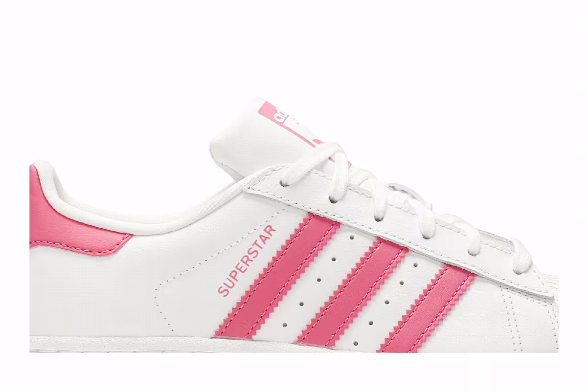 Adidas Superstar J White Real Pink, view 3