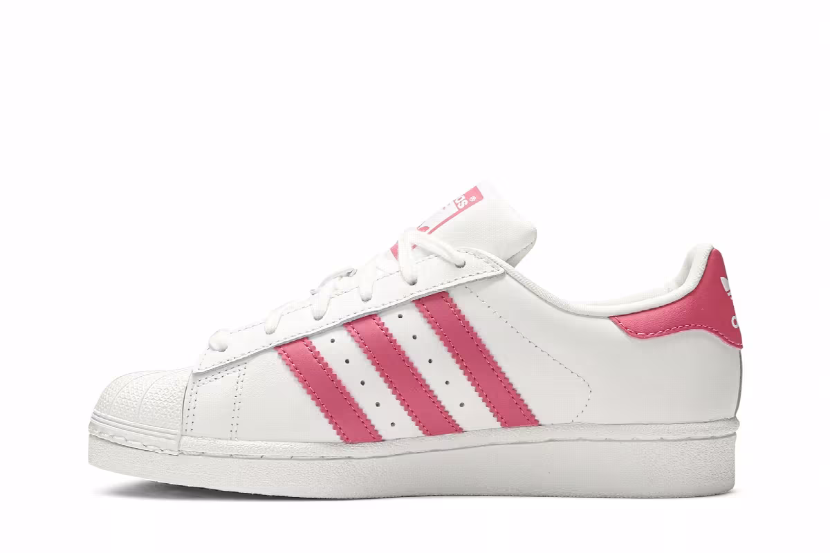 Adidas Superstar J White Real Pink, view 4