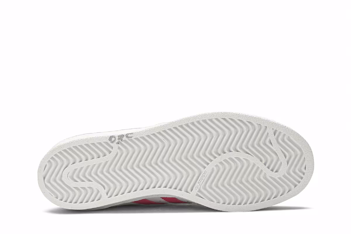 Adidas Superstar J White Real Pink, view 5