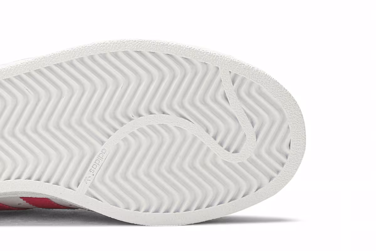 Adidas Superstar J White Real Pink, view 6