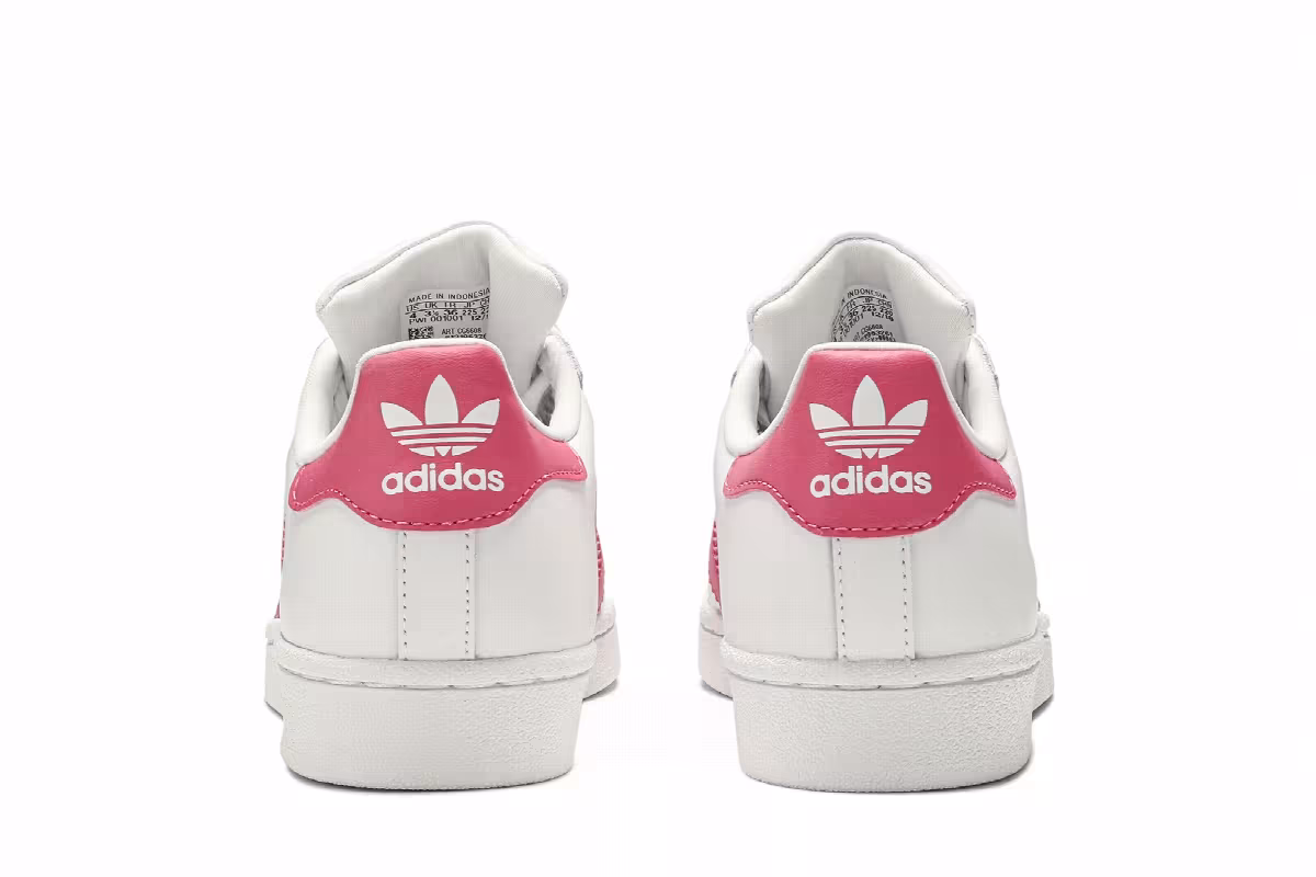 Adidas Superstar J White Real Pink, view 7