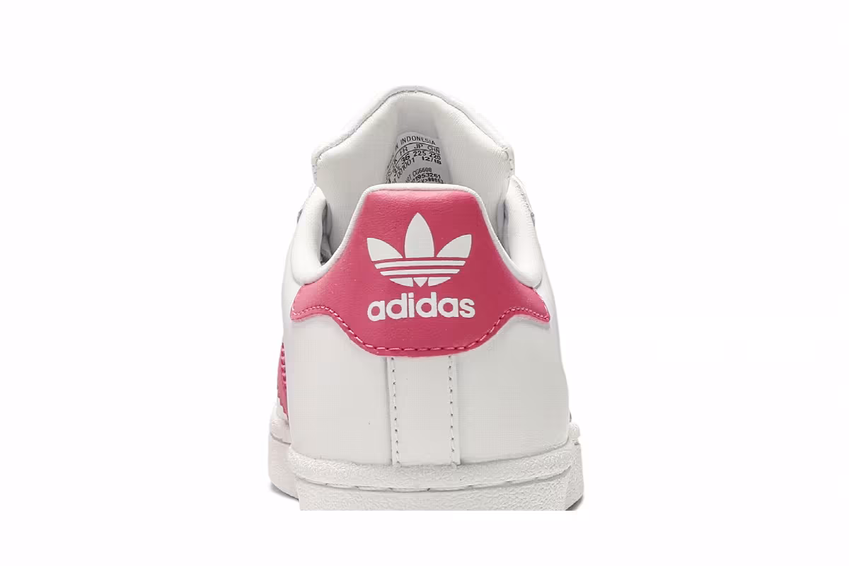 Adidas Superstar J White Real Pink, view 8