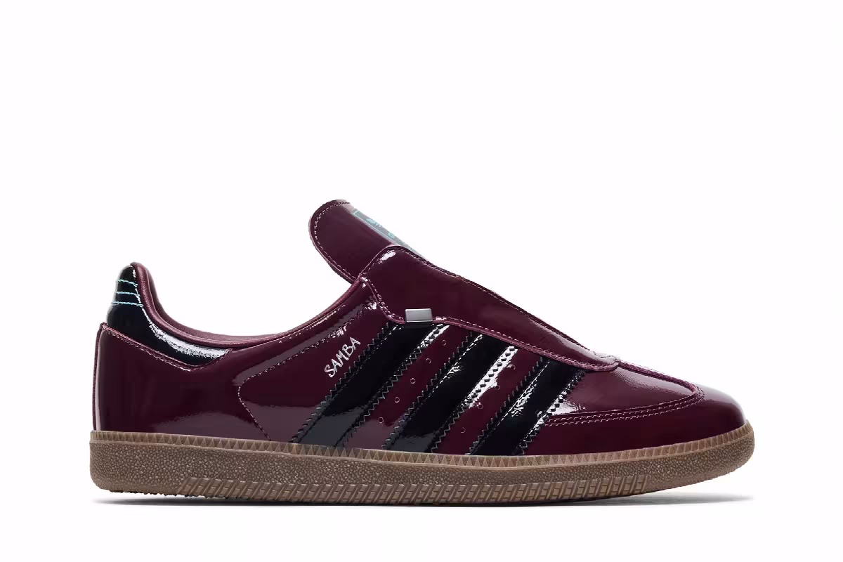 adidas Samba OG Maroon Black Patent, view 2