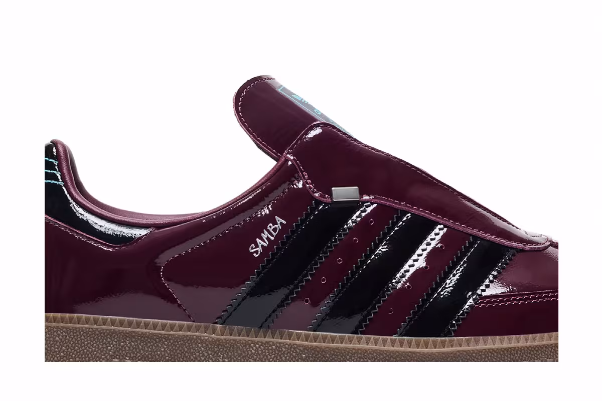 adidas Samba OG Maroon Black Patent, view 3