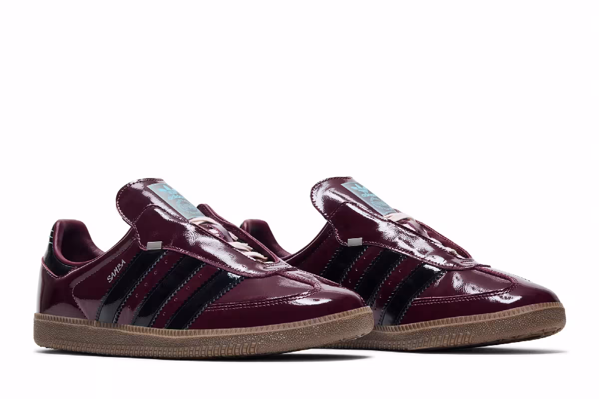 adidas Samba OG Maroon Black Patent, view 9
