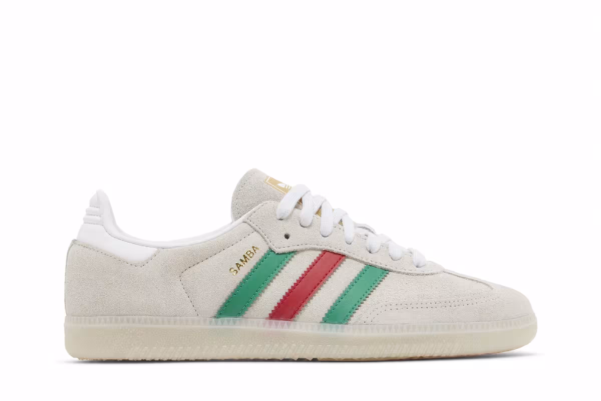 adidas Samba OG Crystal White Green Scarlet, view 2