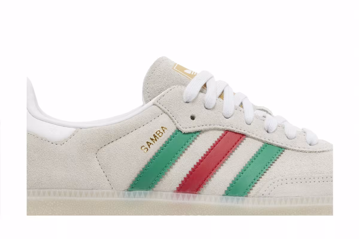 adidas Samba OG Crystal White Green Scarlet, view 3