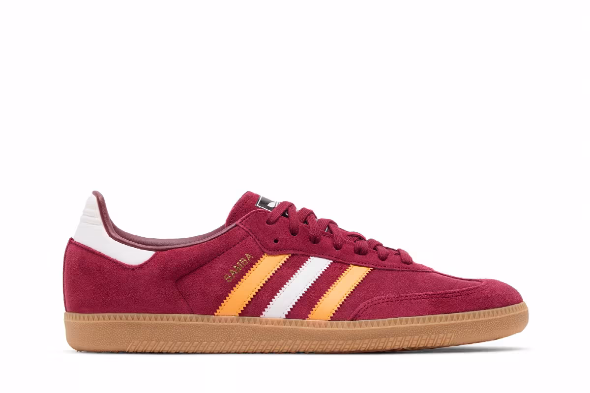 adidas Samba OG Collegiate Burgundy Yellow, view 2
