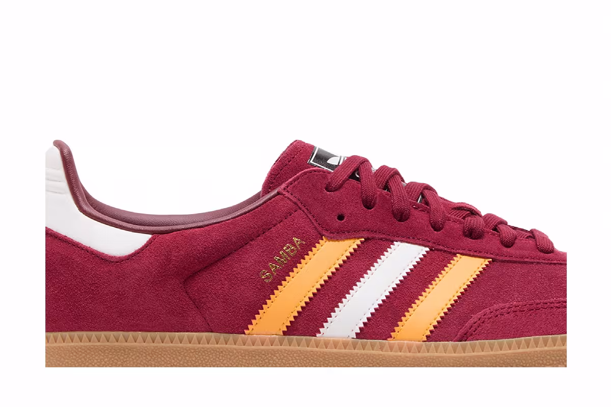 adidas Samba OG Collegiate Burgundy Yellow, view 3