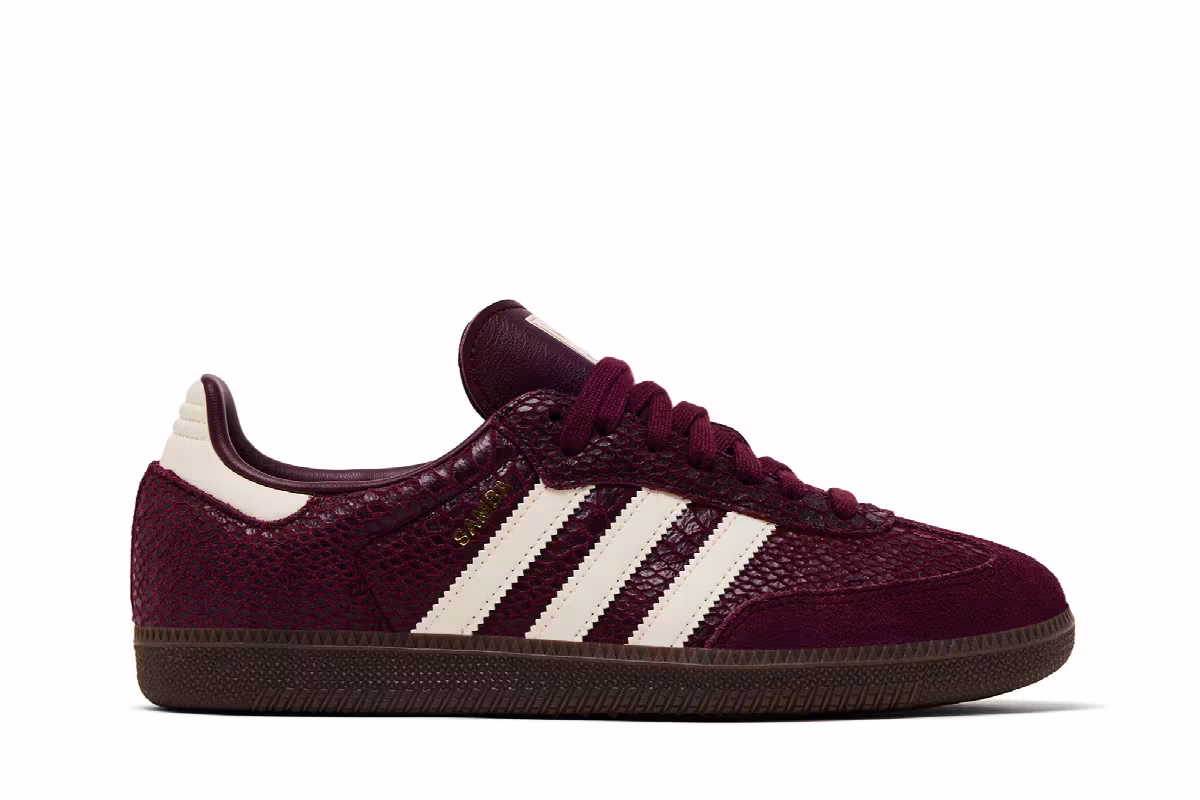 adidas Women's Samba OG Maroon Cream White Gold, view 2