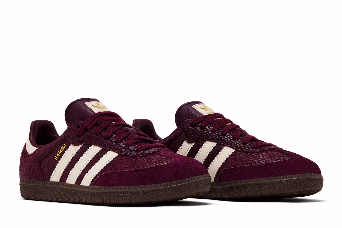 adidas Women's Samba OG Maroon Cream White Gold, view 9