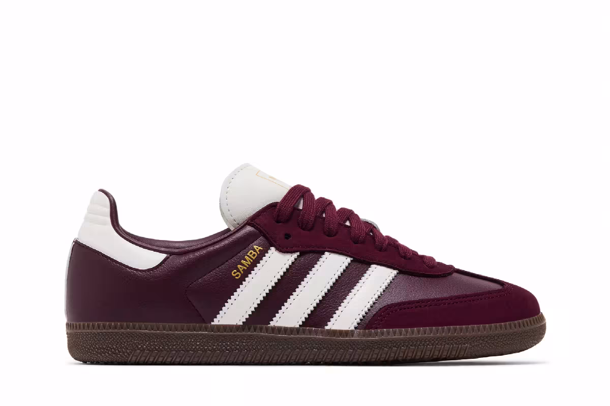 adidas Women's Samba OG Maroon Off White Gum, view 2