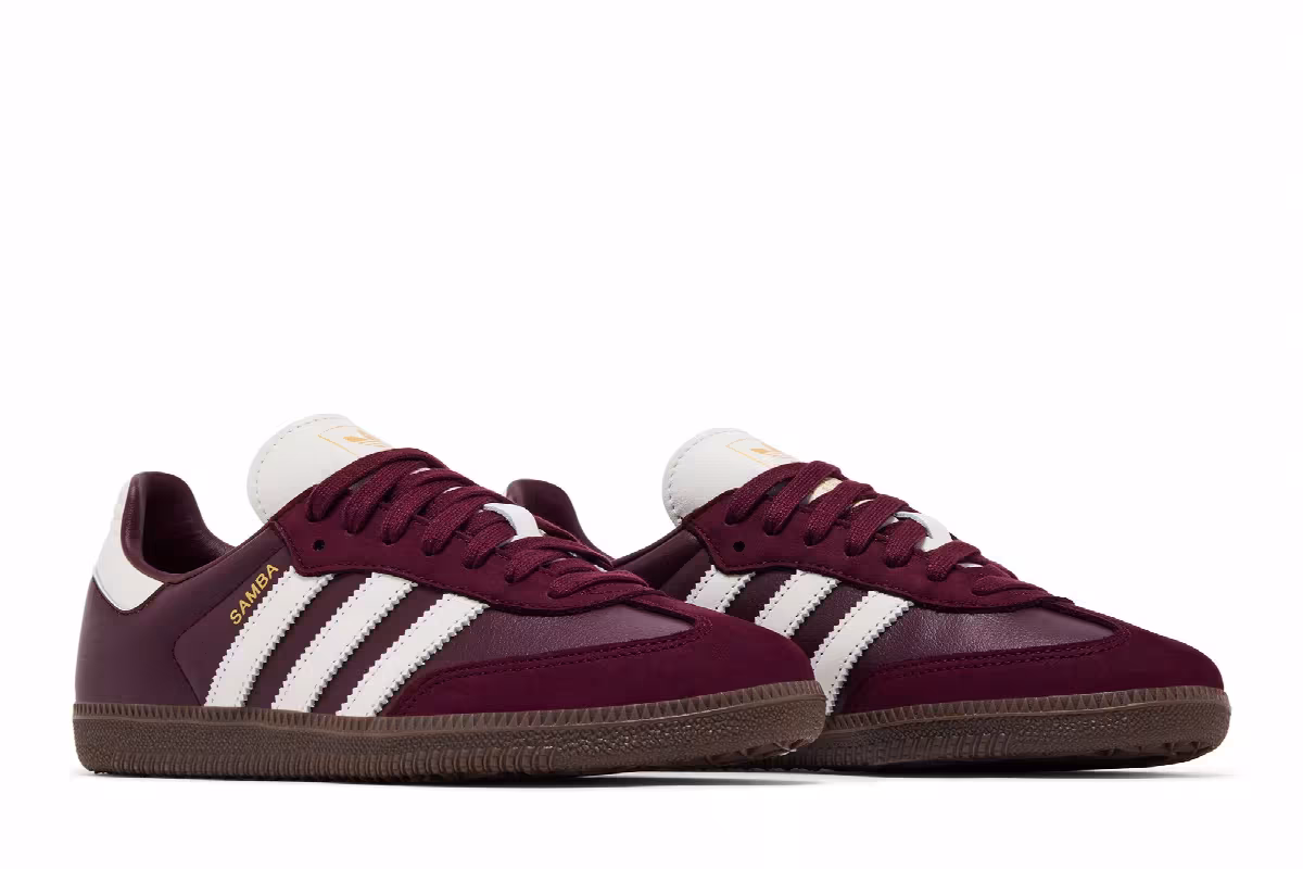 adidas Women's Samba OG Maroon Off White Gum, view 9