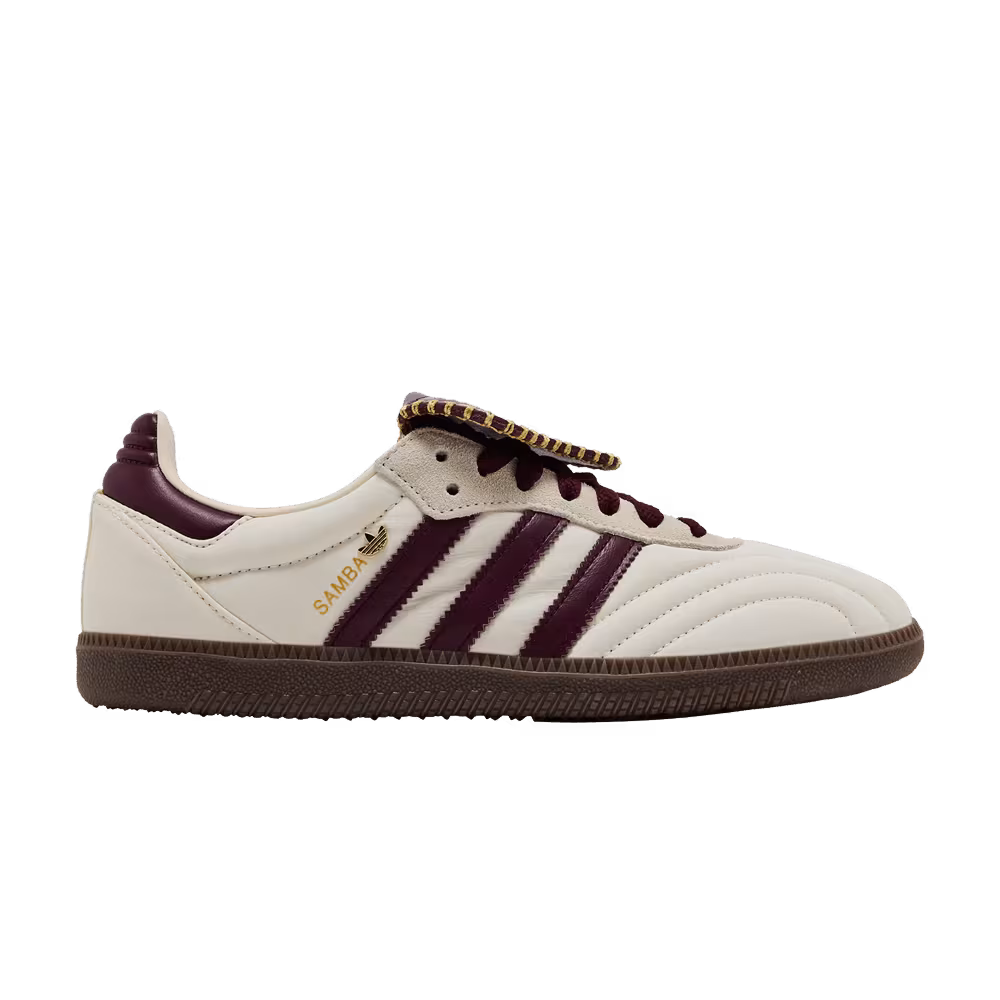 adidas Women's Samba Long Tongue Cream White Maroon Gold Metallic