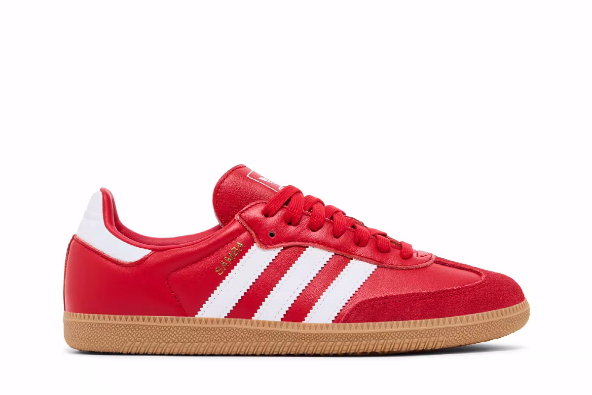 adidas Women's Samba OG Better Scarlet White Gold, view 2