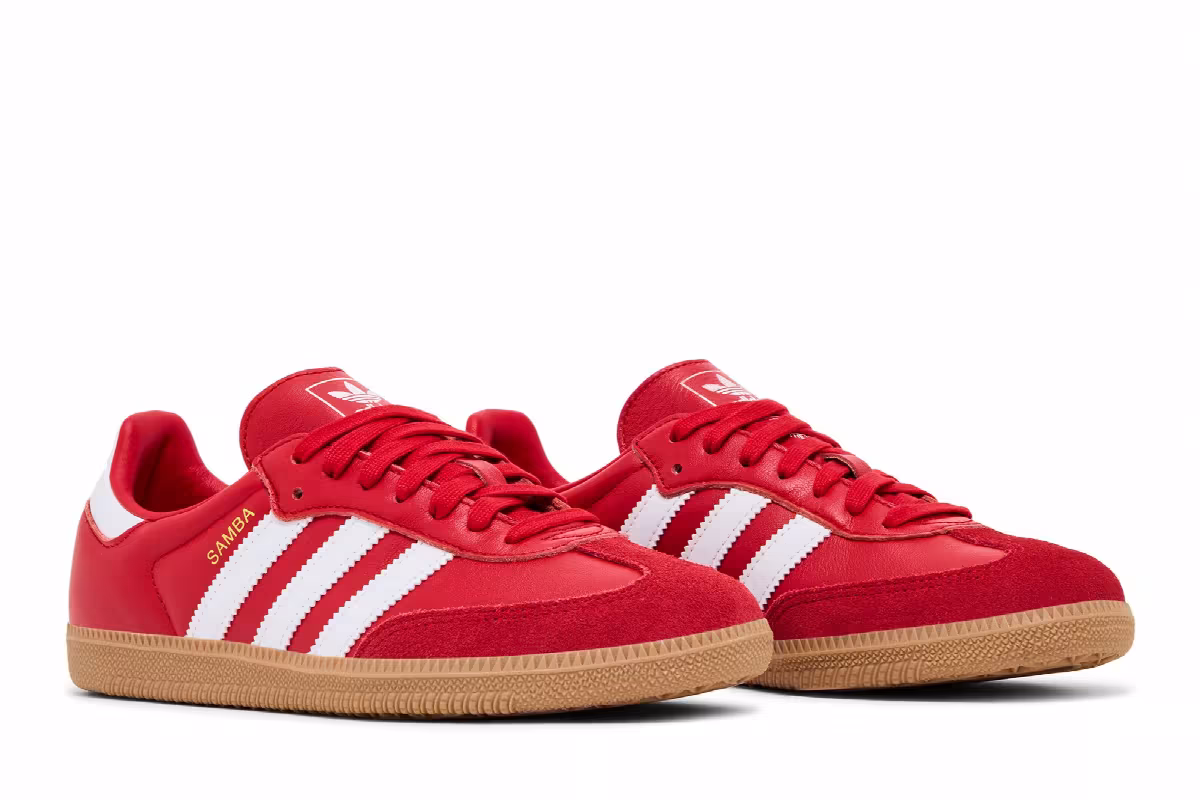 adidas Women's Samba OG Better Scarlet White Gold, view 9
