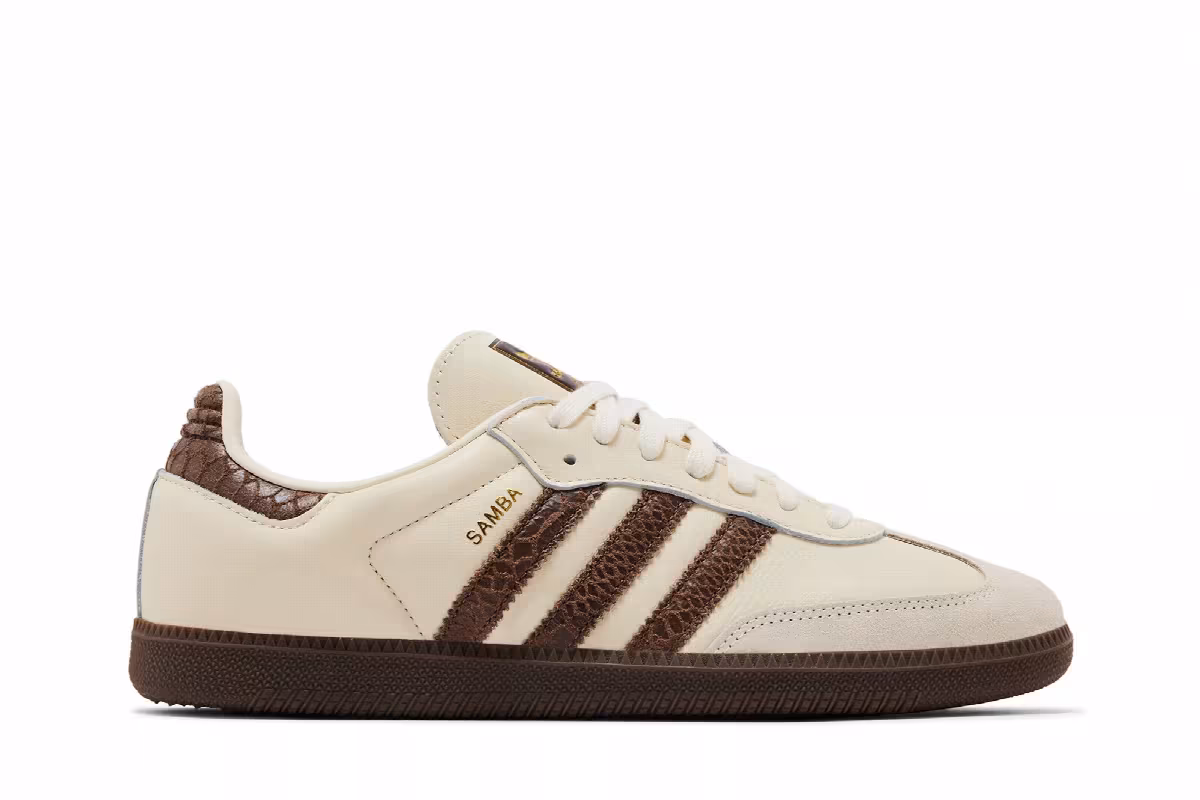 adidas Women's Samba OG Cream White Earth Strata Maroon, view 2