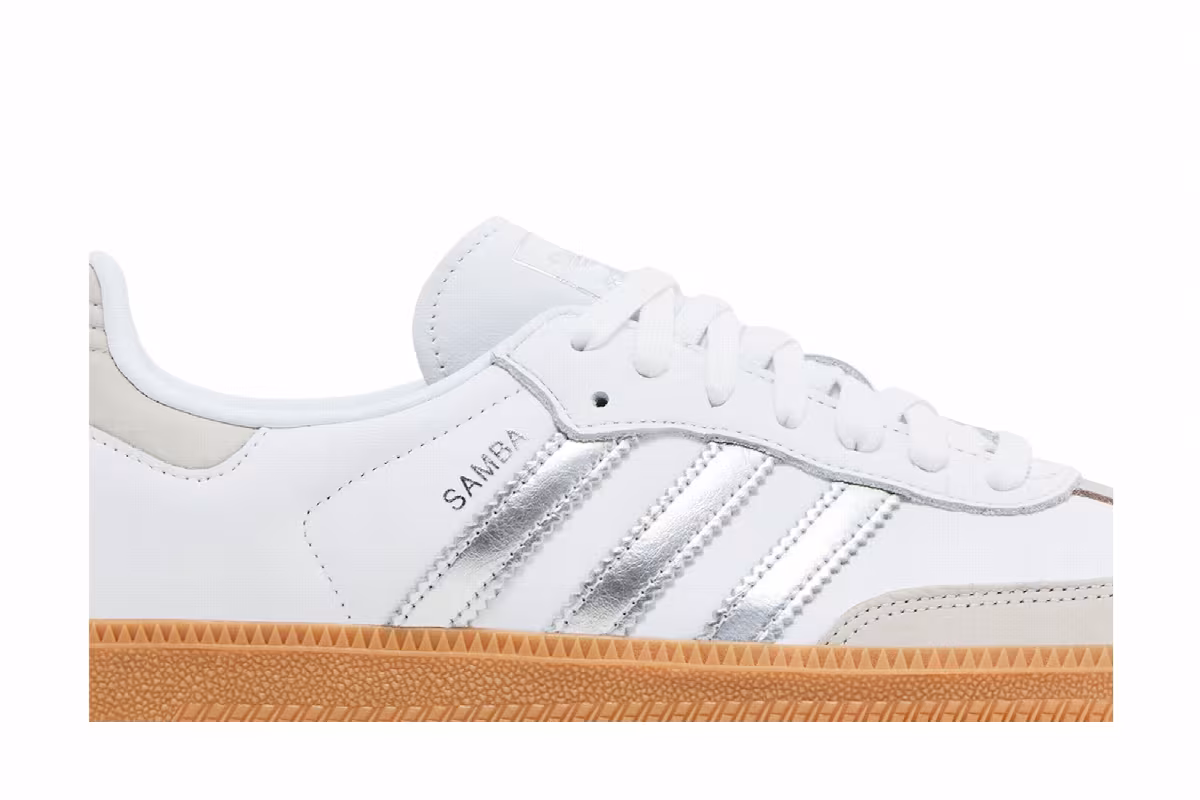 adidas Women's Samba OG White Silver Metallic Grey, view 3