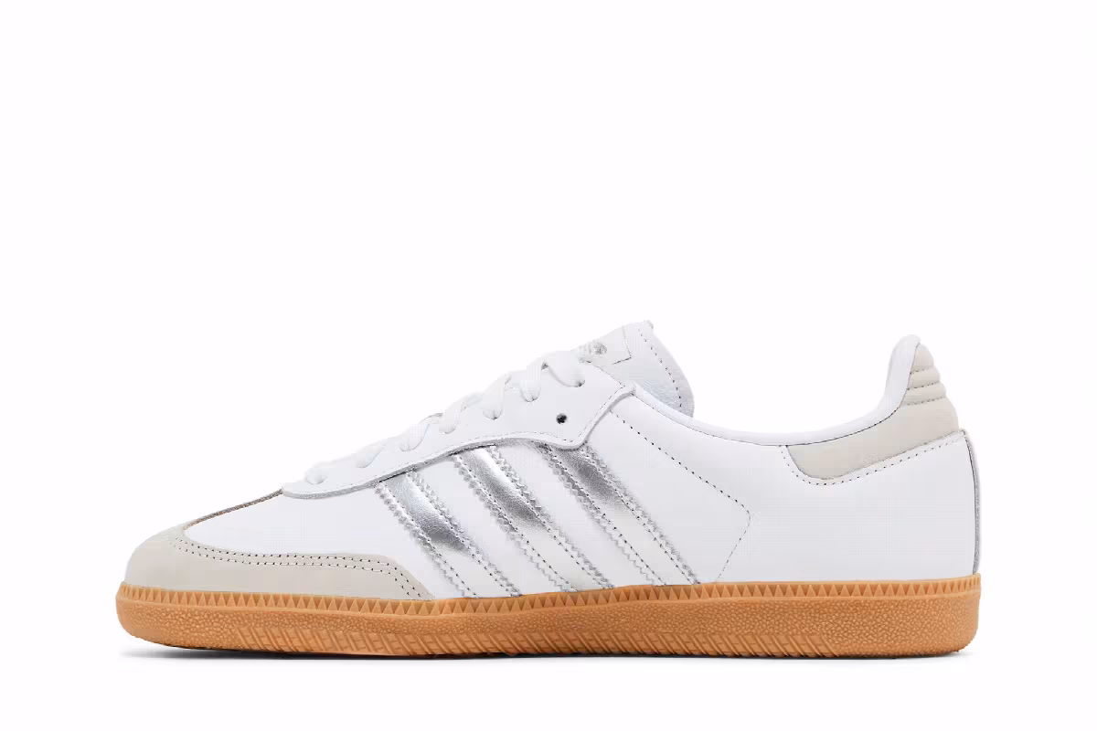 adidas Women's Samba OG White Silver Metallic Grey, view 4
