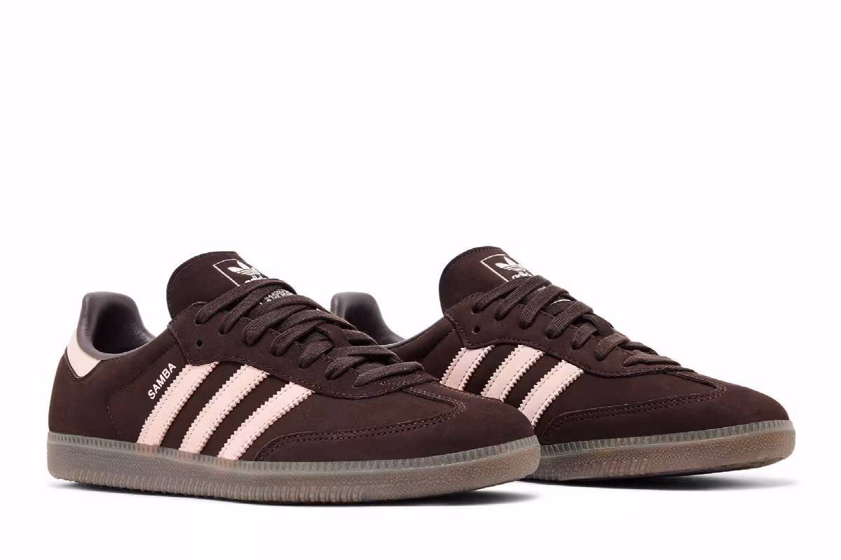 adidas Women's Samba OG Aurora Coffee Sandy Pink White, view 9