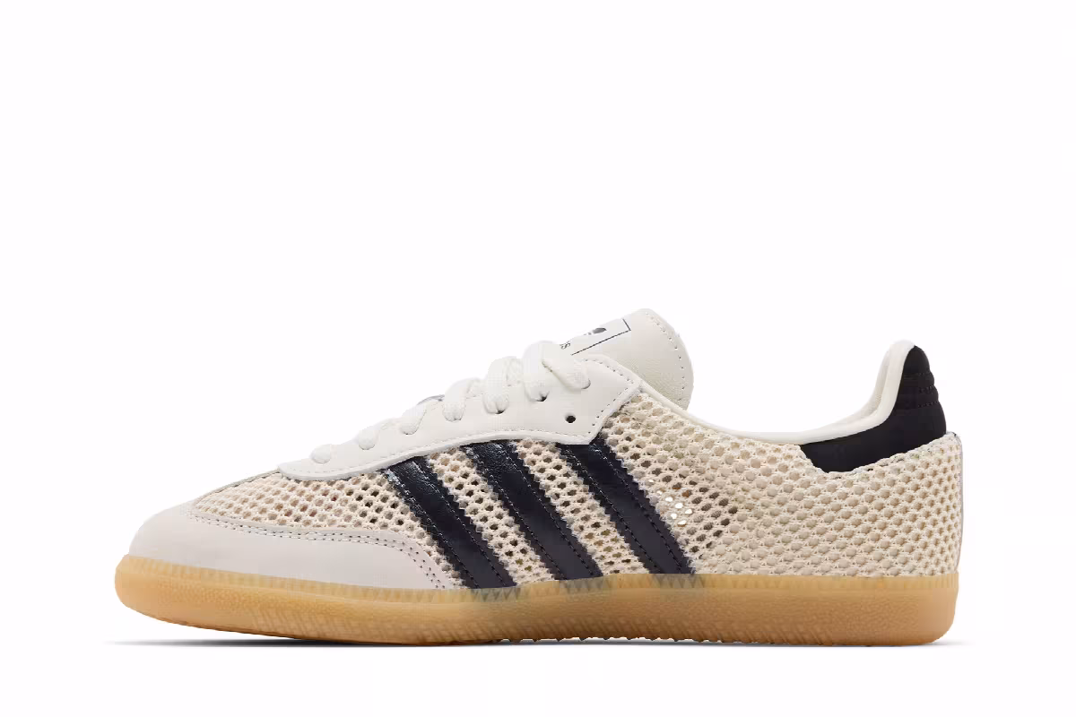 adidas Women's Samba OG Off White Carbon Gold, view 4