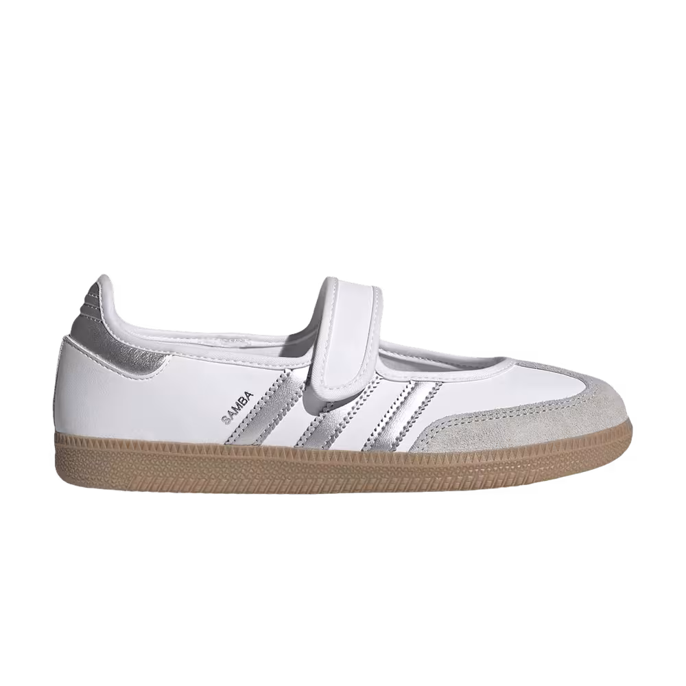 adidas Women's Samba Jane Footwear White Silver Metallic Gum