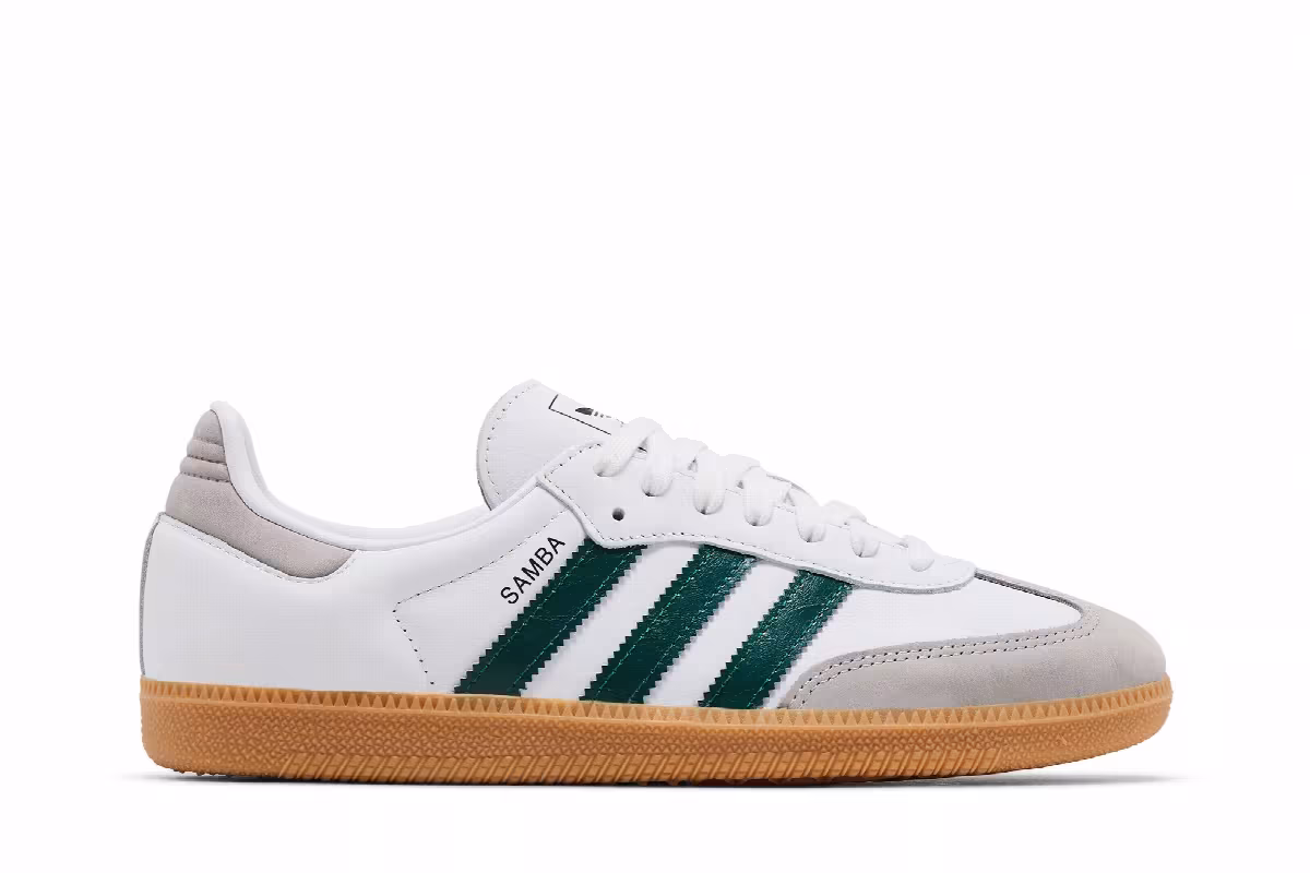 adidas Women's Samba OG White Collegiate Green Gum, view 2
