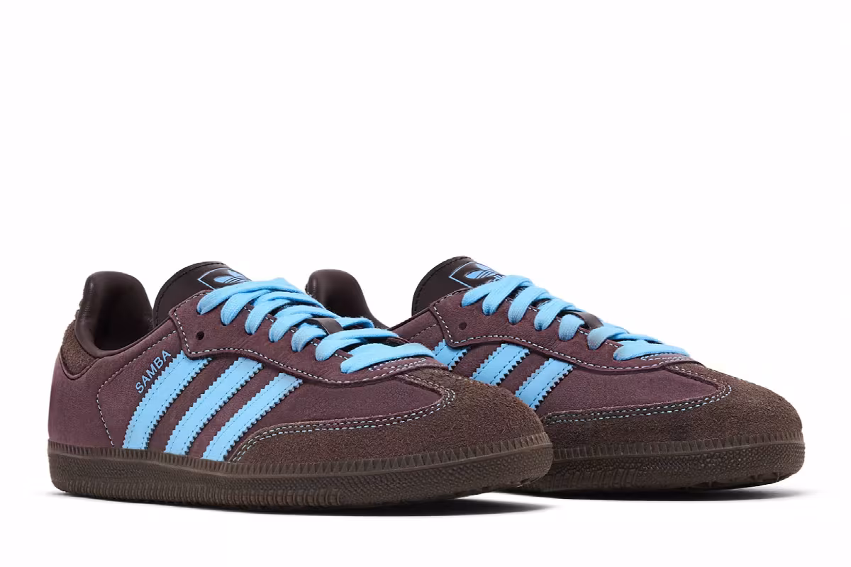 adidas Women's Samba OG Shadow Brown Sky Rush, view 9