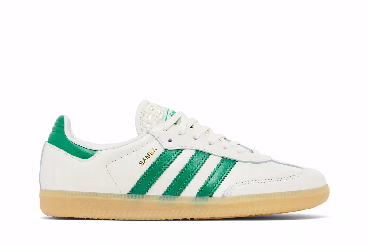 adidas Women's Samba OG Off White Green Gold, view 2