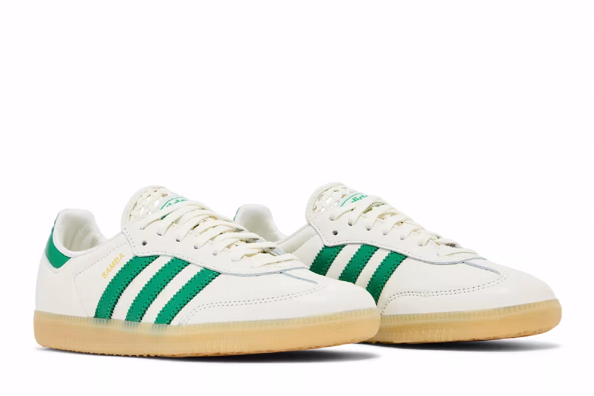 adidas Women's Samba OG Off White Green Gold, view 9