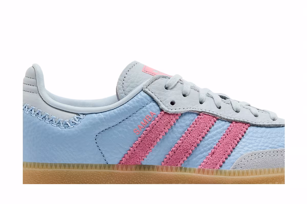 adidas Samba J Blue Pink, view 3