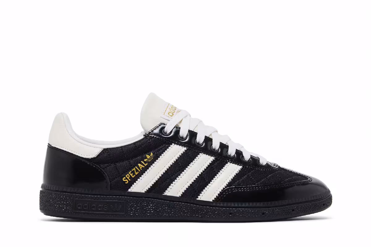 The Blue Trio x adidas Handball Spezial Black White, view 2