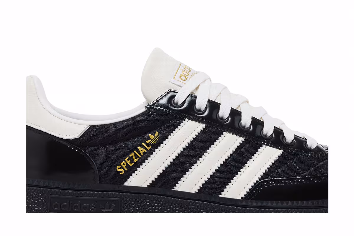 The Blue Trio x adidas Handball Spezial Black White, view 3