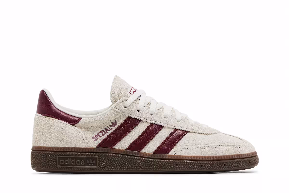 adidas Women's Handball Spezial Off White Collegiate Burgundy, view 2