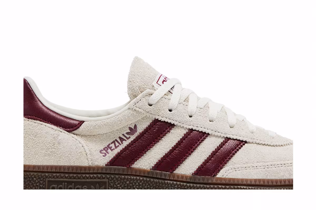 adidas Women's Handball Spezial Off White Collegiate Burgundy, view 3