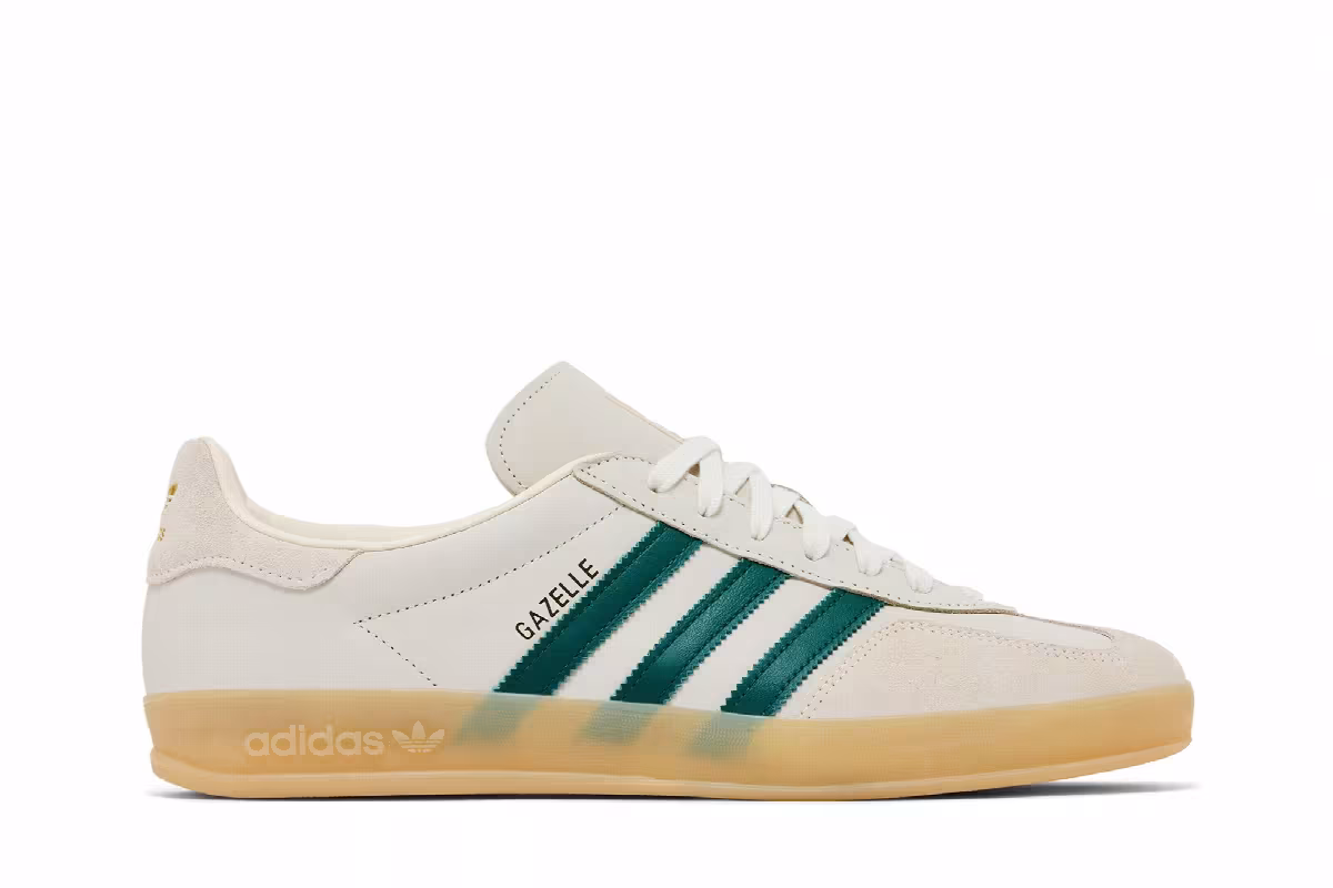 adidas Gazelle Indoor Cream White Collegiate Green Gum, view 2