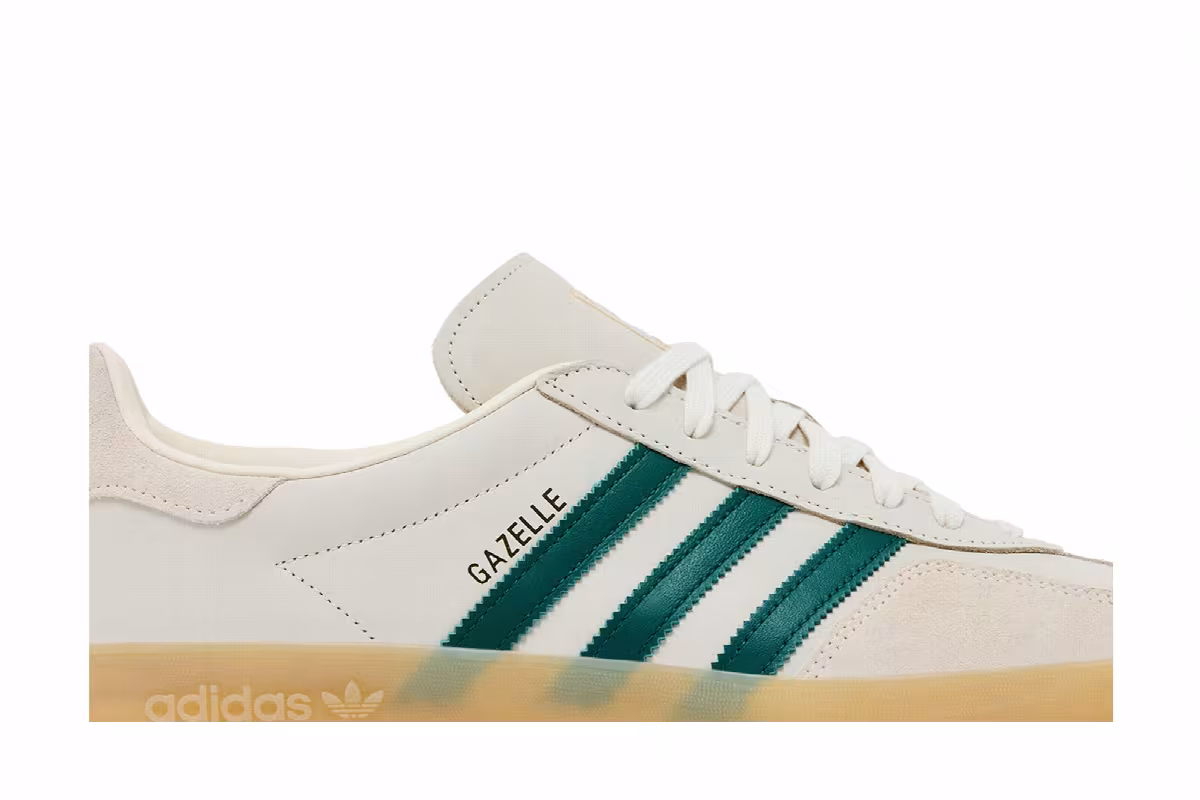 adidas Gazelle Indoor Cream White Collegiate Green Gum, view 3