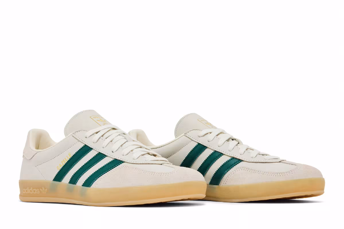 adidas Gazelle Indoor Cream White Collegiate Green Gum, view 9
