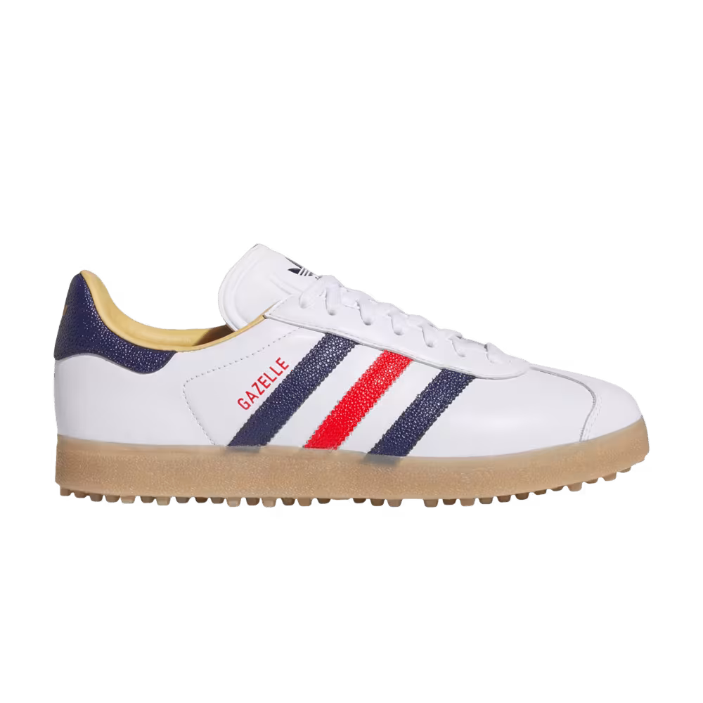 adidas Gazelle Leather Spikeless Golf Cloud White Dark Blue Red