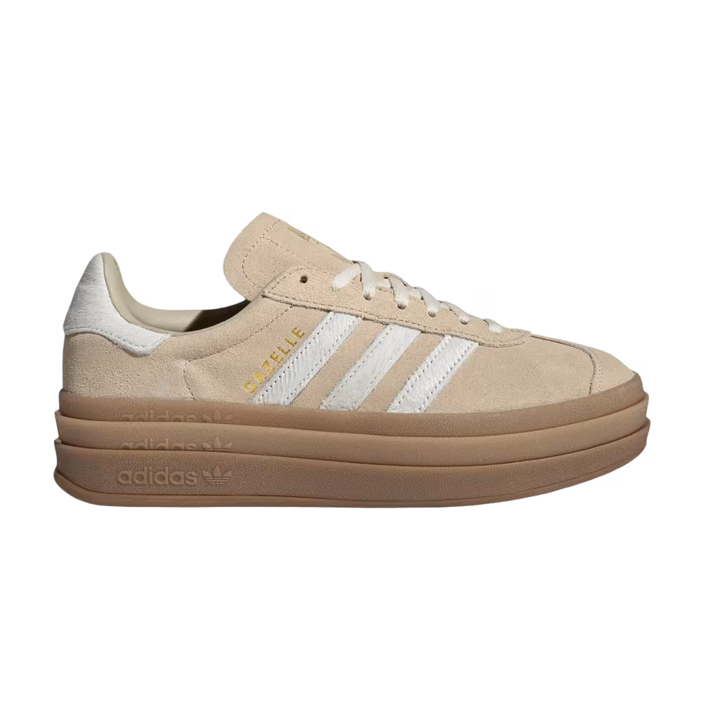 adidas Women's Gazelle Bold Stone Khaki Cream White Gold Metallic