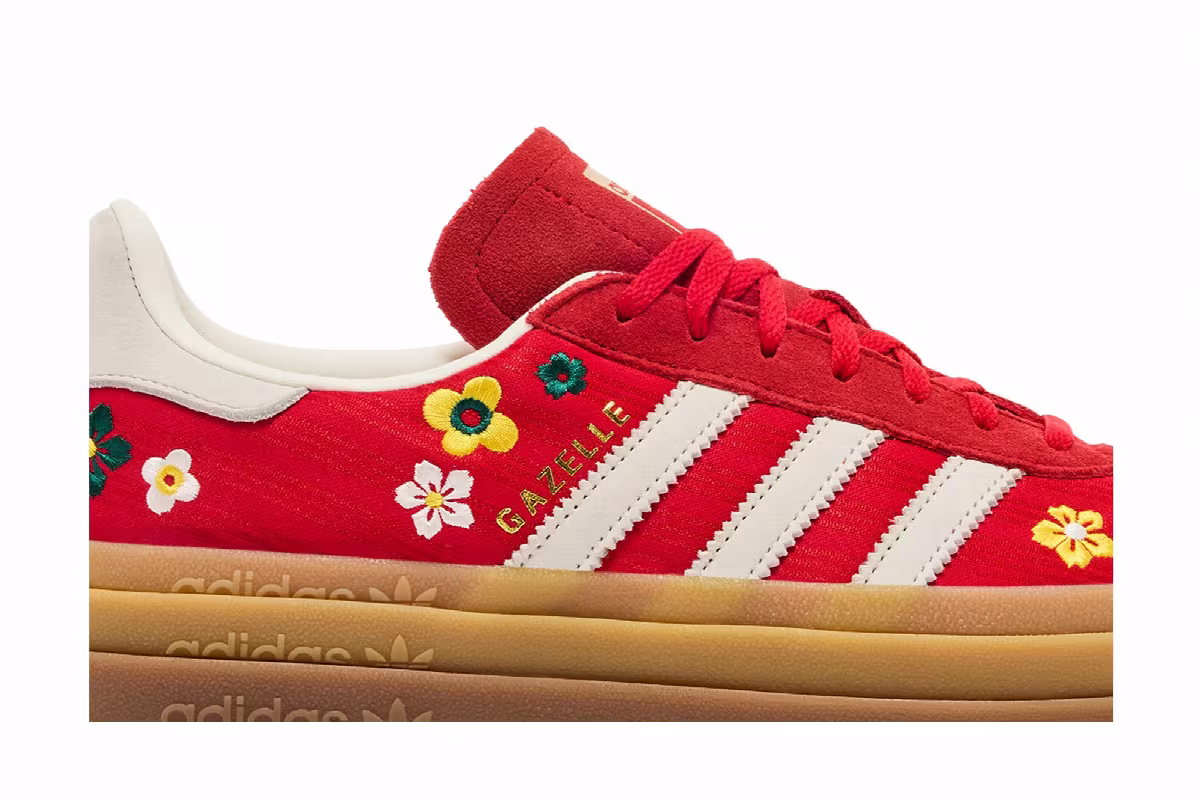 adidas Women's Gazelle Bold Better Scarlet Off White Yellow, view 3
