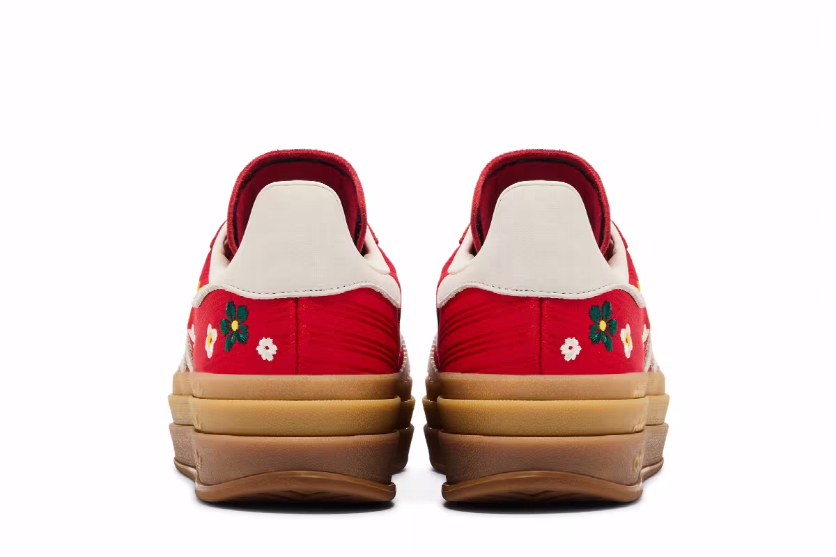 adidas Women's Gazelle Bold Better Scarlet Off White Yellow, view 7