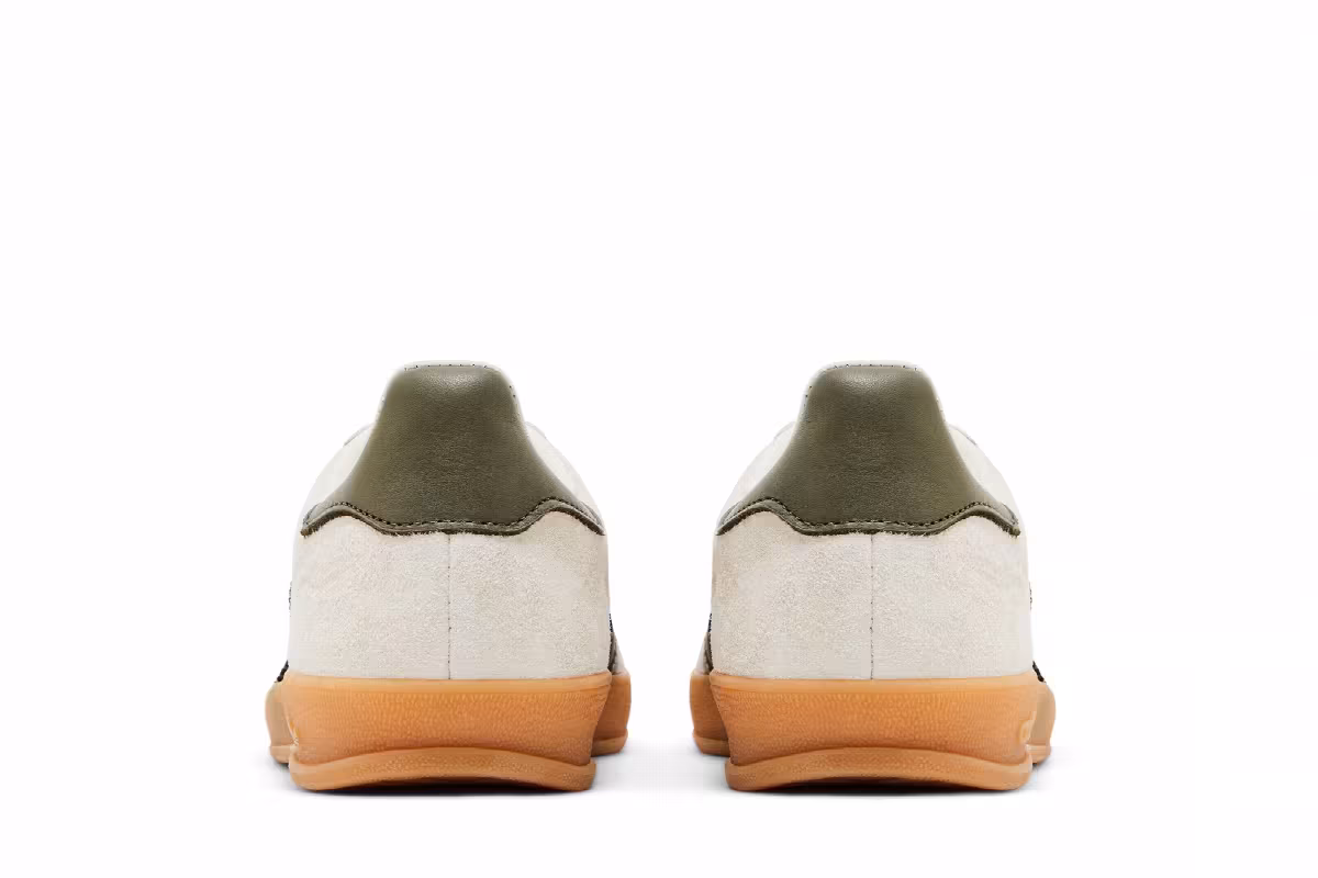 adidas Women's Gazelle Indoor White Olive Strata, view 7