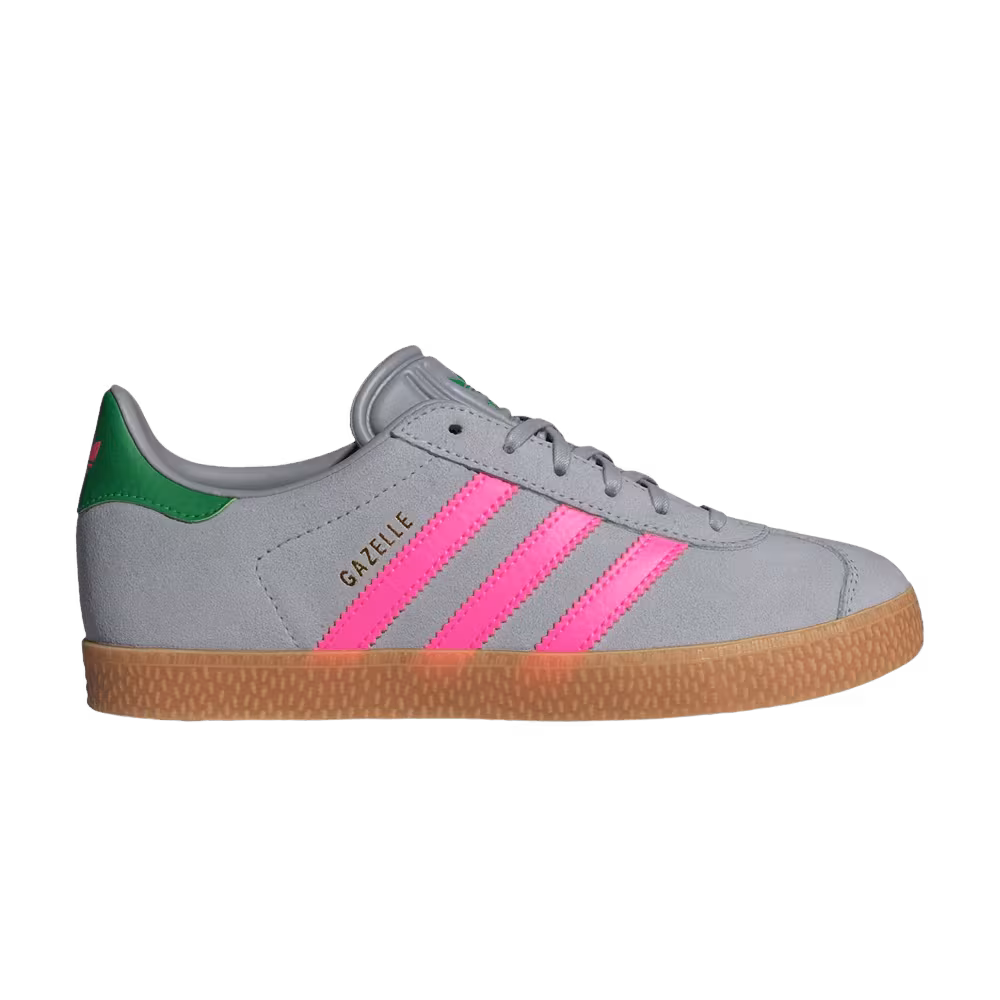 adidas Gazelle J Halo Silver Lucid Pink Green