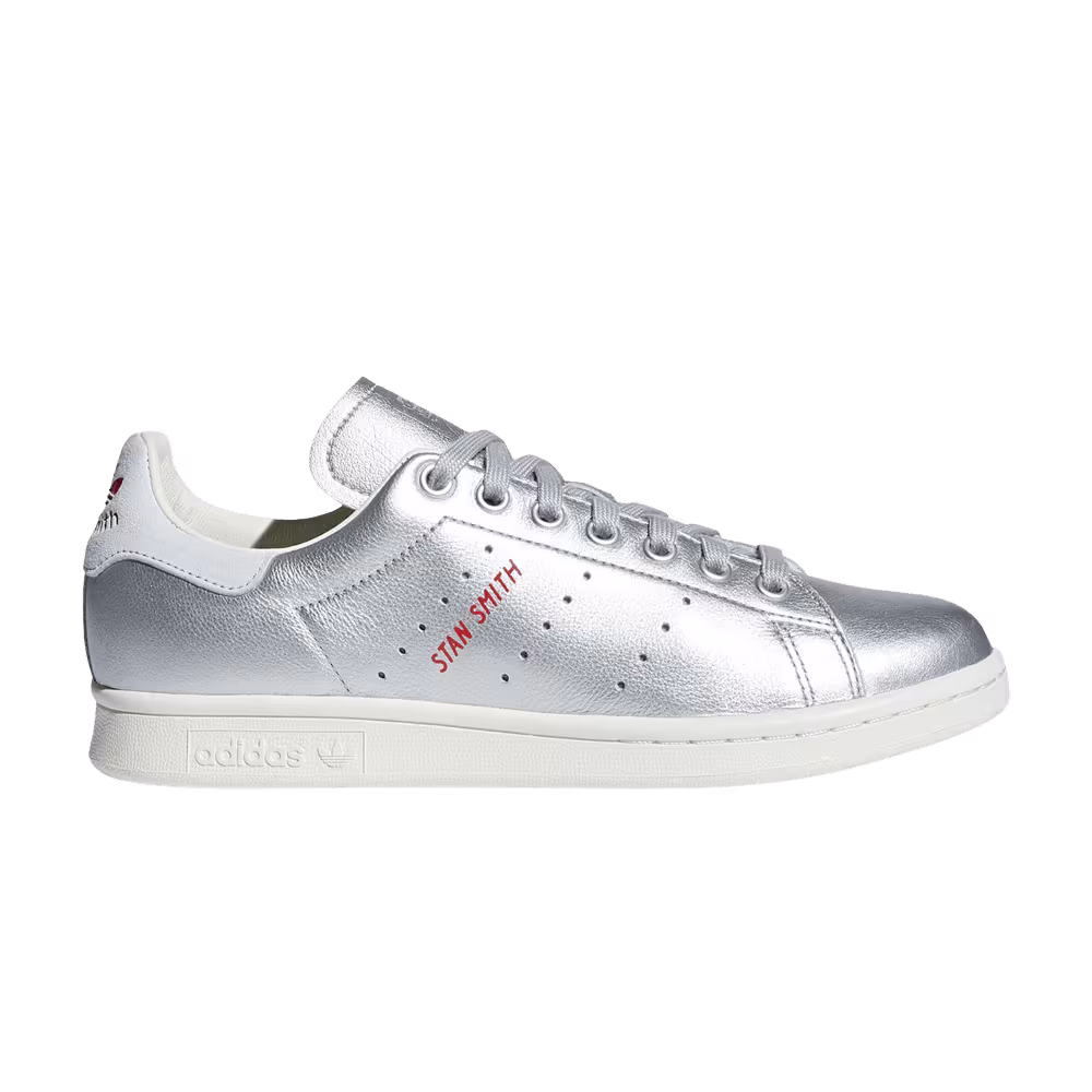 Adidas Women's Stan Smith Silver Metallic Red