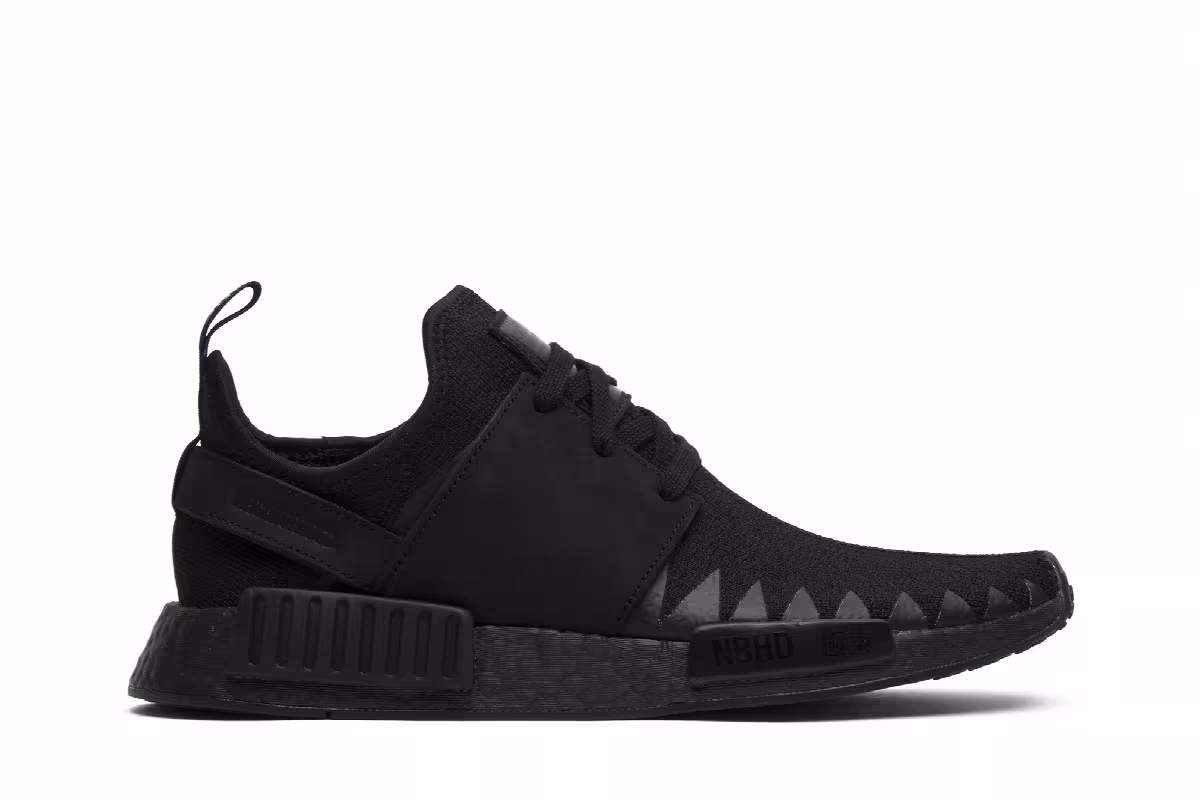 Neighborhood x adidas NMD_R1 Primeknit Triple Black, view 2