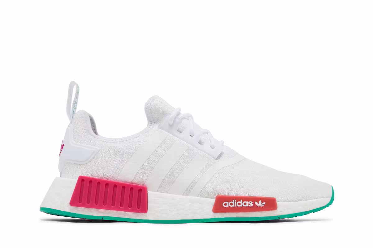 adidas Women's NMD_R1 White Magenta Green, view 2