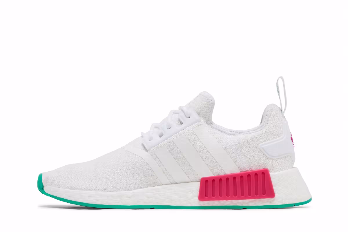 adidas Women's NMD_R1 White Magenta Green, view 4