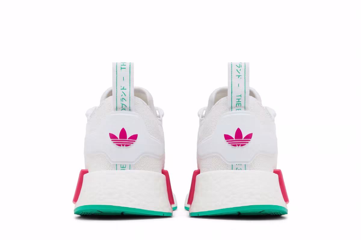 adidas Women's NMD_R1 White Magenta Green, view 7